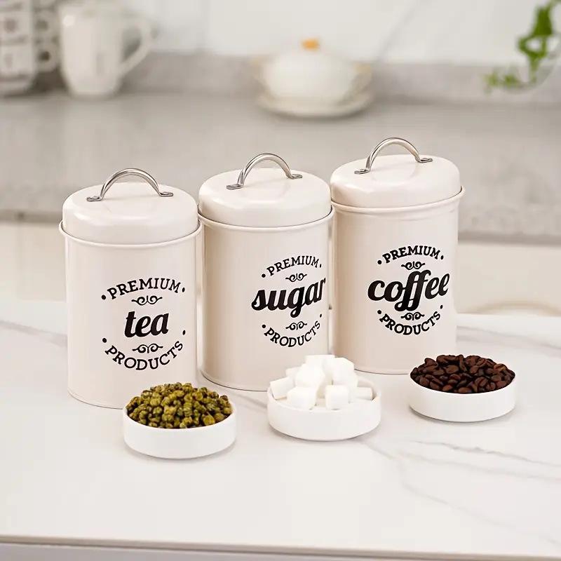 3 recipientes redondos de meta - Coffee Tea Sugar avaliação e preço