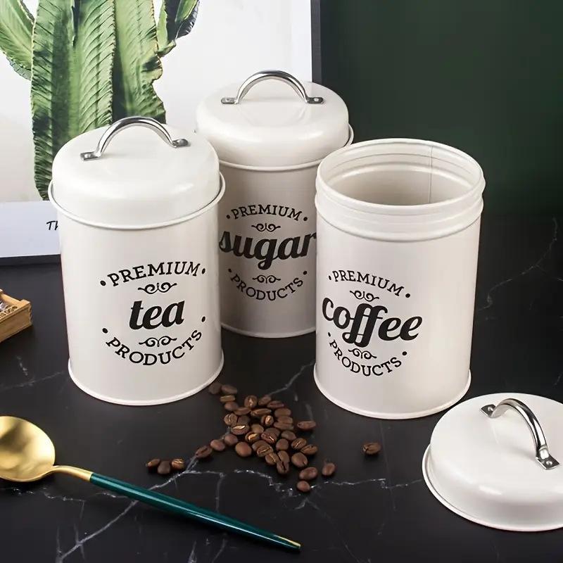 3 recipientes redondos de meta - Coffee Tea Sugar avaliação e preço